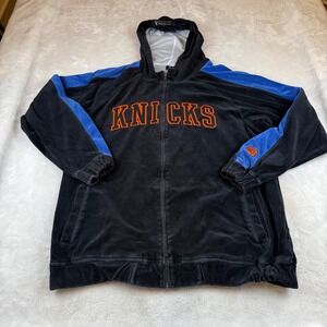 Vintage Hardwood Classics Reebok NBA Knicks Velour Full Zip Hoodie Jacket